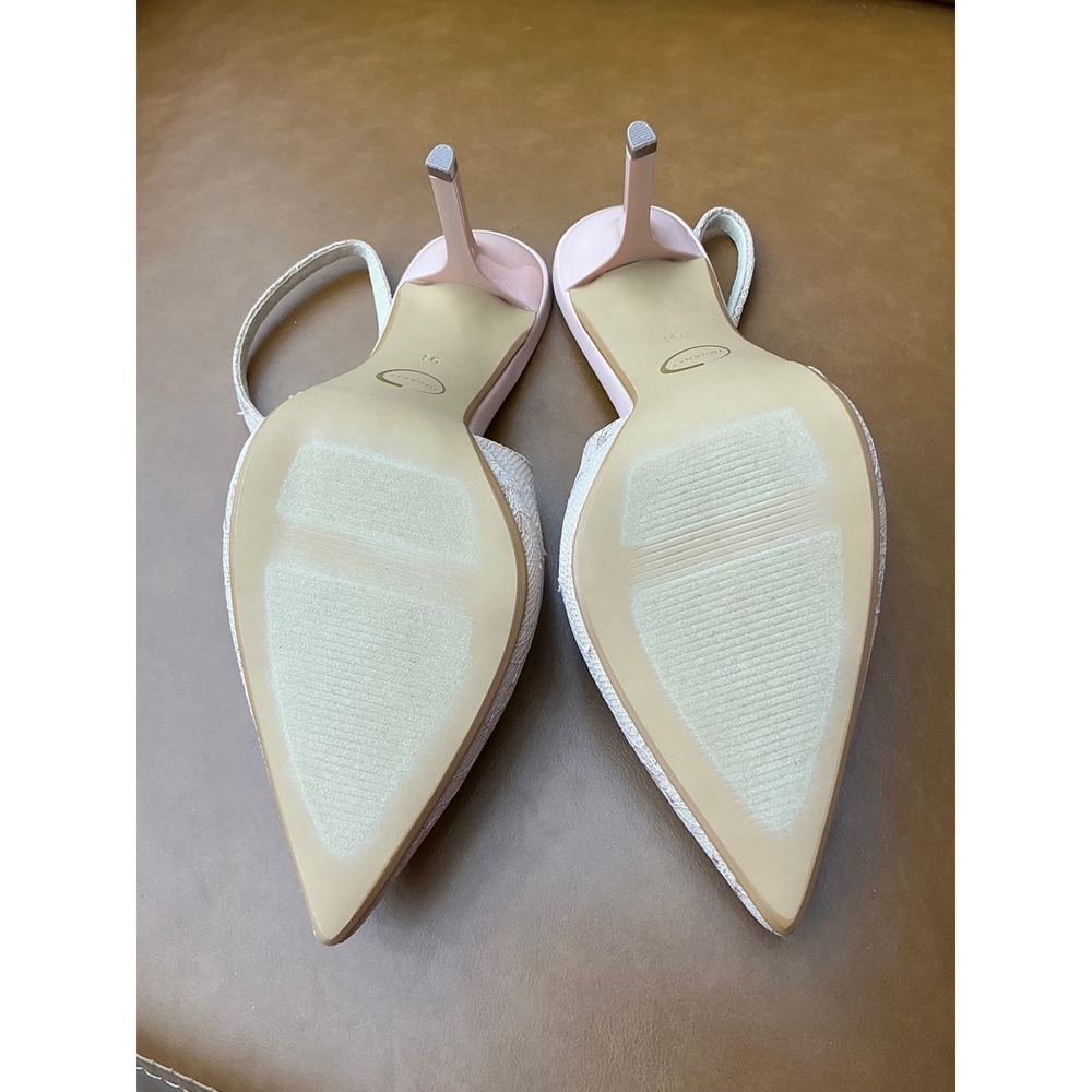 Journee Elenney Slingback Pumps Womens 9.5 Blush Pink Excellent Floral Lace Heel - Picture 5 of 8